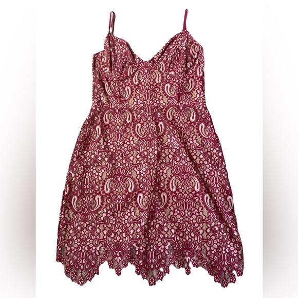 For Love‎ & Lemons Vika Red Nude Alice Corset Mini Dress Size Large - Picture 5 of 16